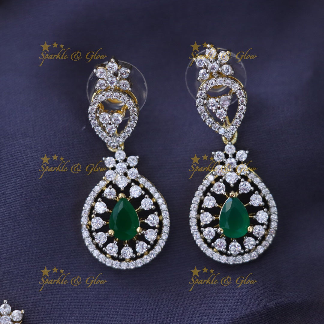 Captivating Gold-Plated Necklace Set with Green Accents