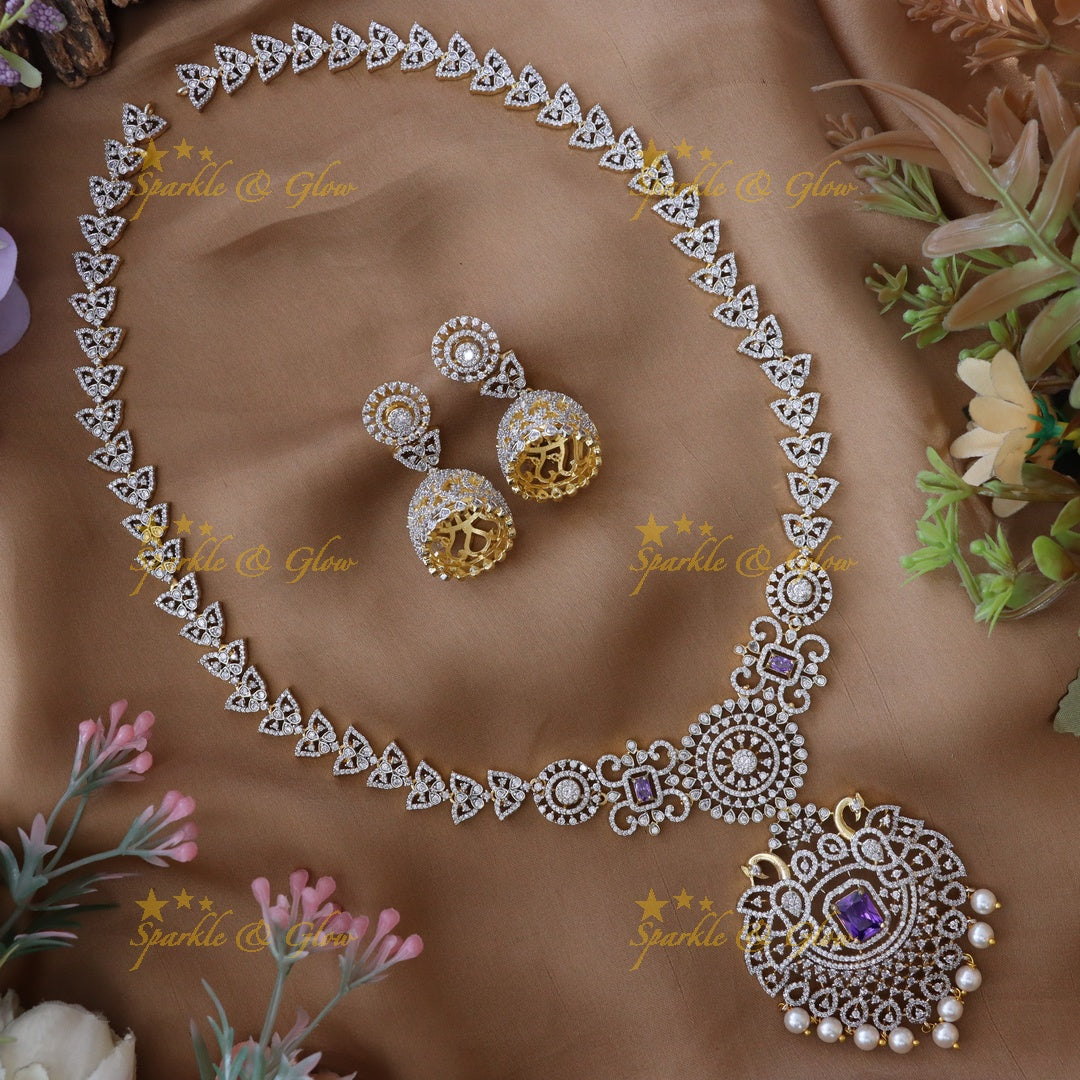 Exquisite Gold Long Necklace Set for Weddings & Celebrations