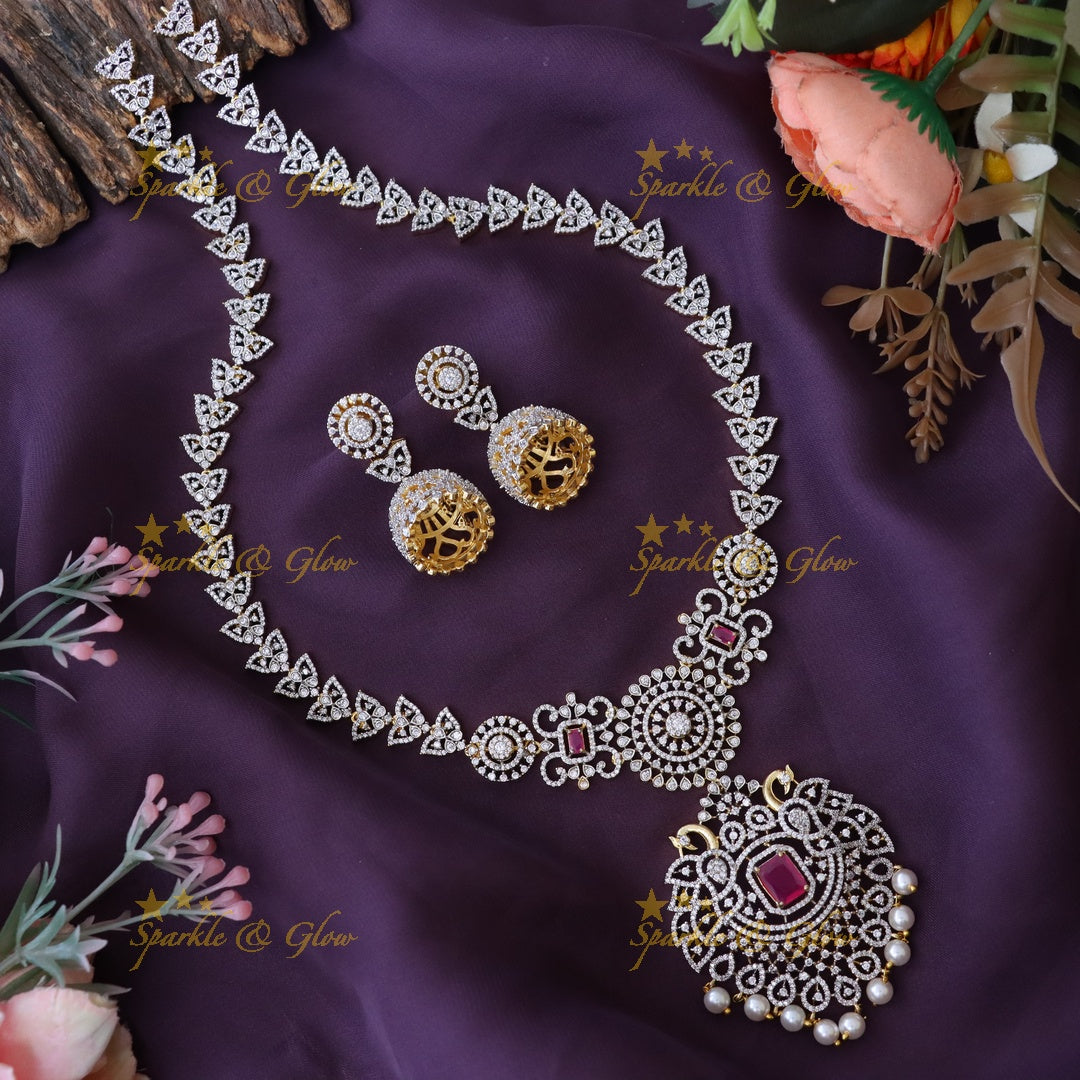 Exquisite Gold Long Necklace Set for Weddings & Celebrations