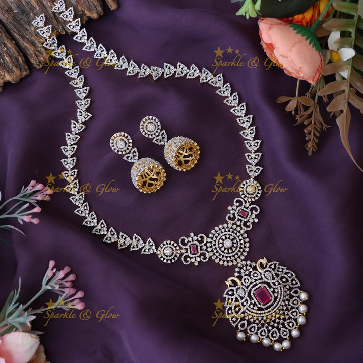 Exquisite Gold Long Necklace Set for Weddings & Celebrations
