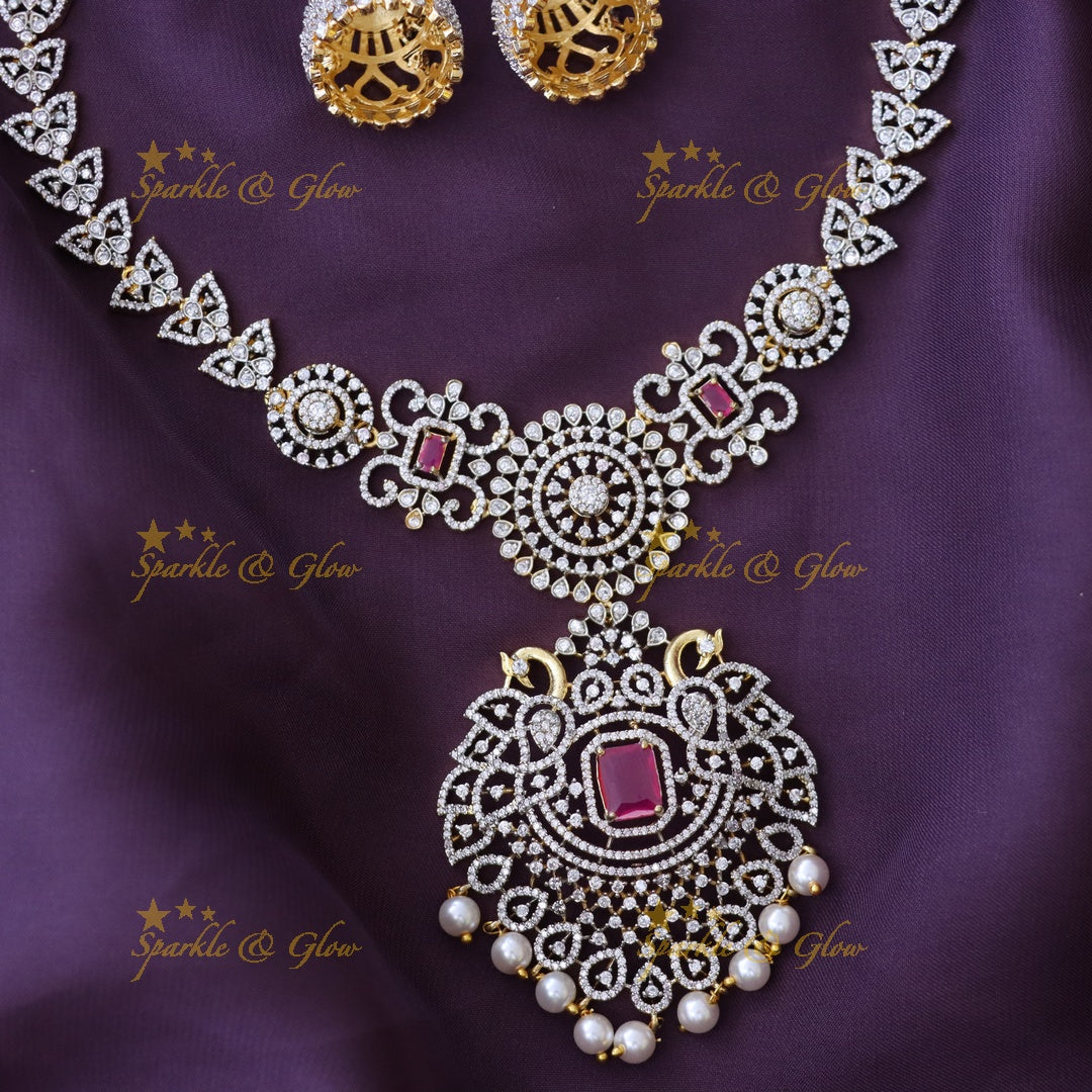 Exquisite Gold Long Necklace Set for Weddings & Celebrations