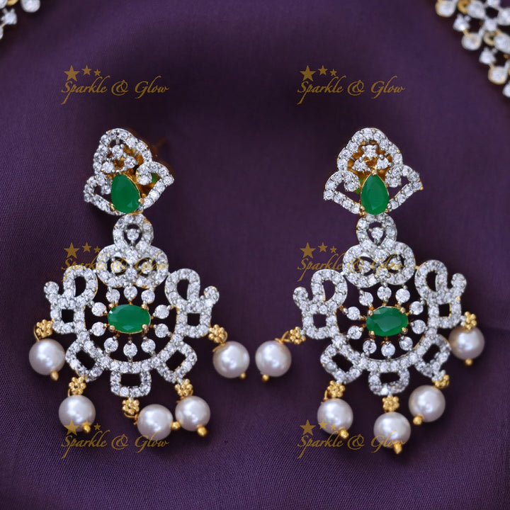 Stunning American Diamond Long Necklace Set