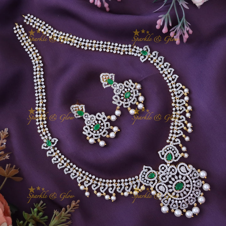 Stunning American Diamond Long Necklace Set