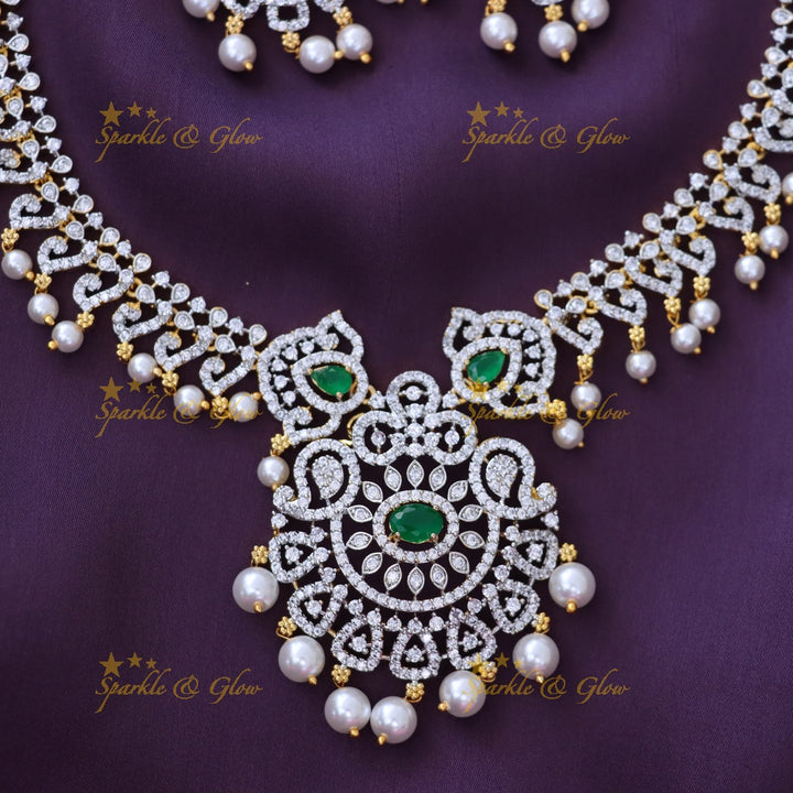 Stunning American Diamond Long Necklace Set