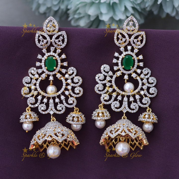 Exquisite Gold-Plated Jhumkas with Pearls & Stones