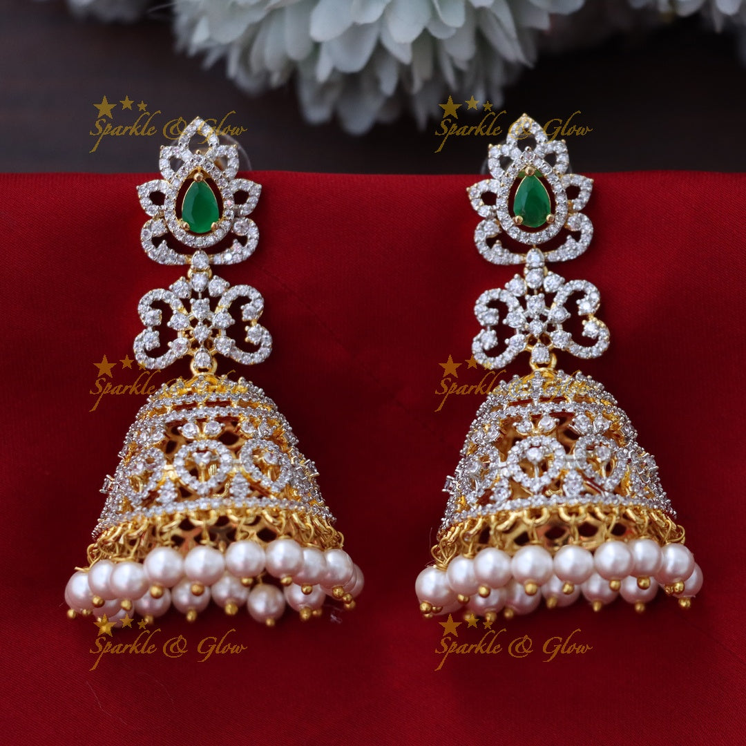 Elegant Gold-Inspired Earrings with Pearl Drops