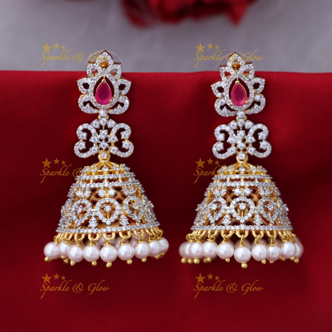 Elegant Gold-Inspired Earrings with Pearl Drops