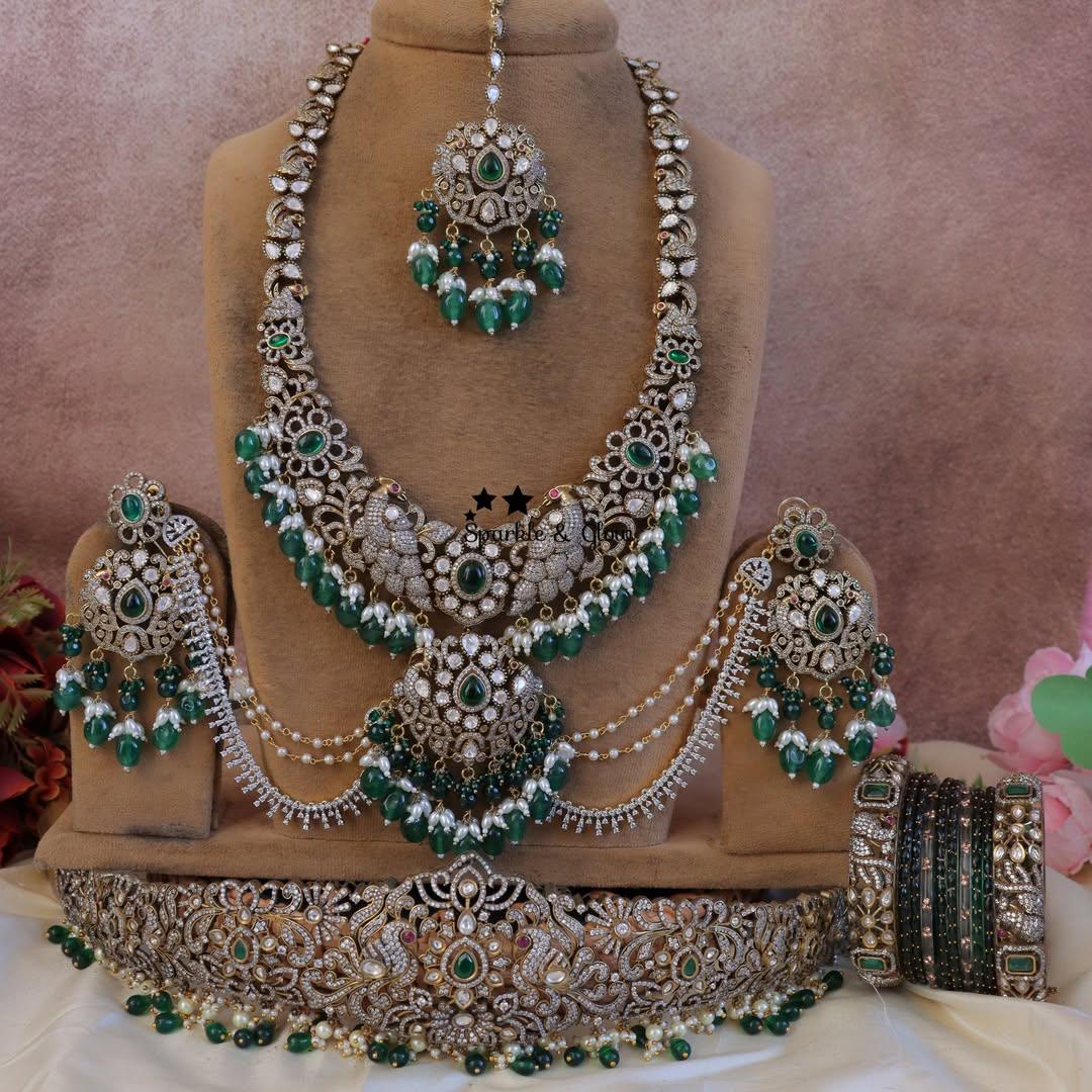 Victorian Inspired Peacock Feather Bridal Set