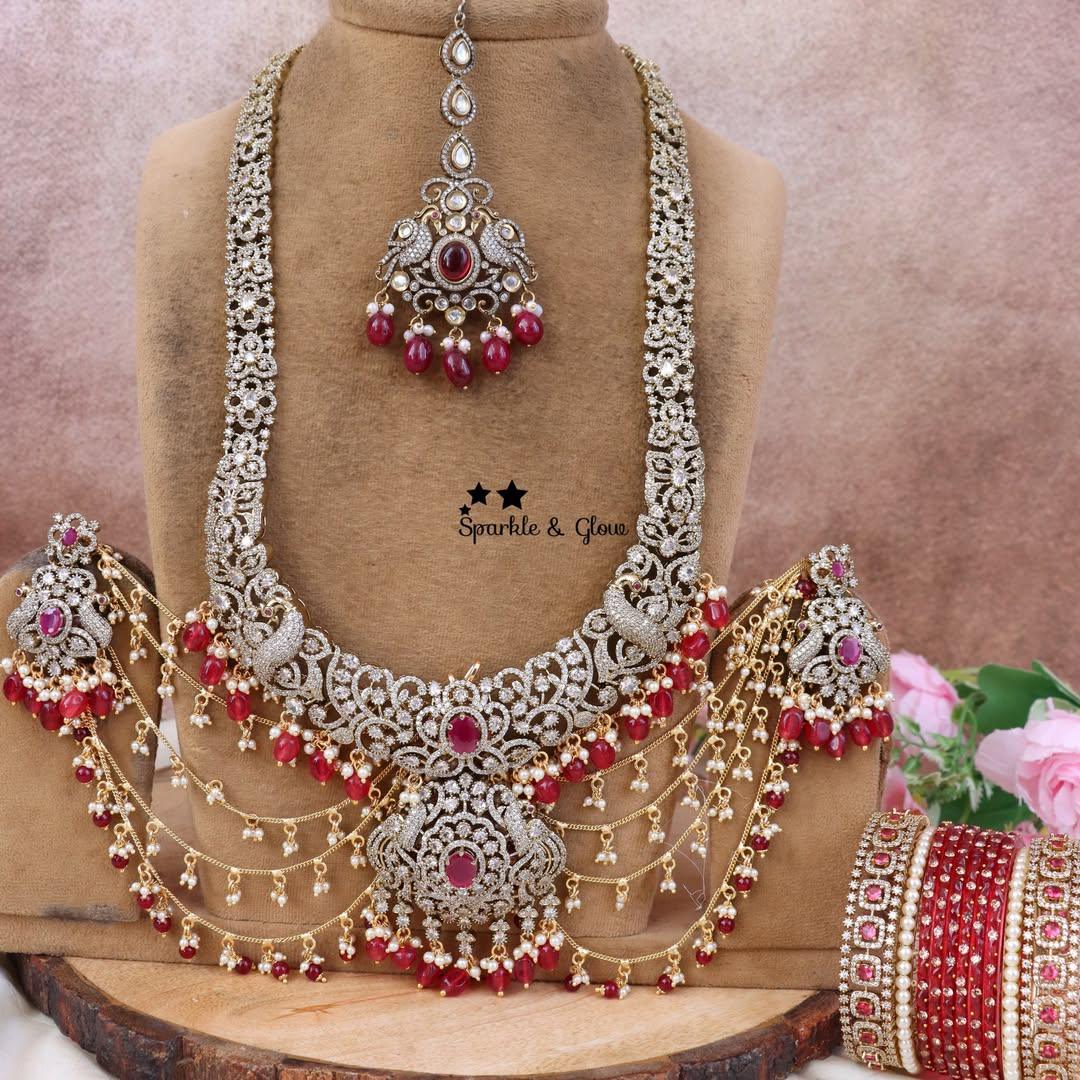 Exquisite Victorian Peacock Semi Bridal Jewellery Set