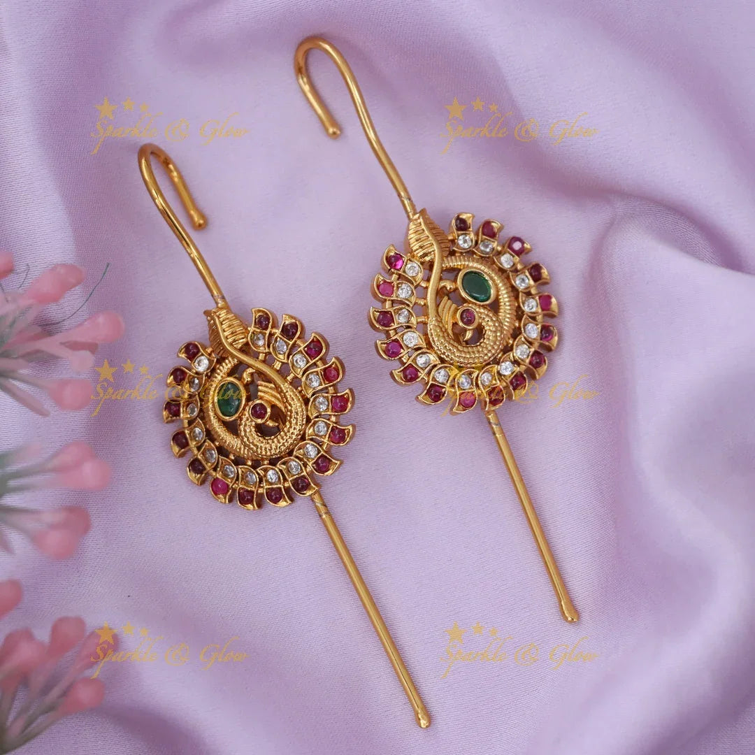 Gold-Like Gemstone Ear Cuff Earrings for Festive Elegance