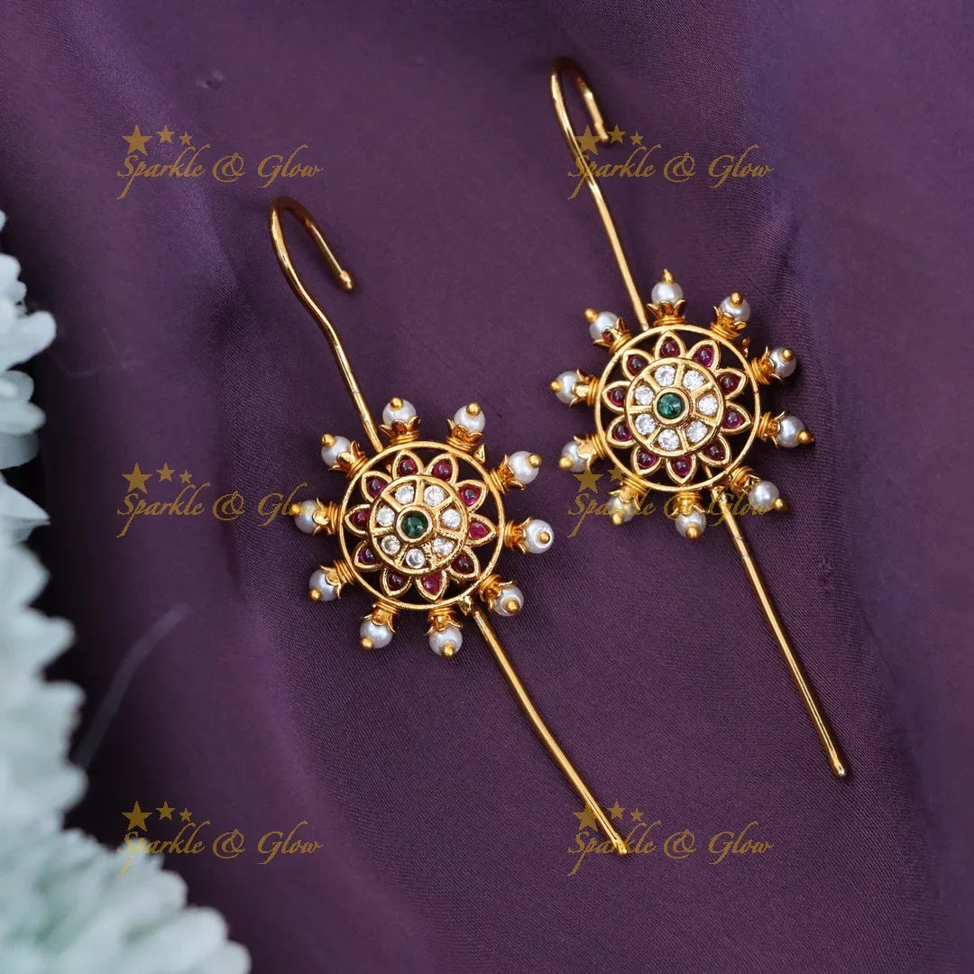 Gold-Plated Pearl Ear Cuff Earrings - Festive Collection