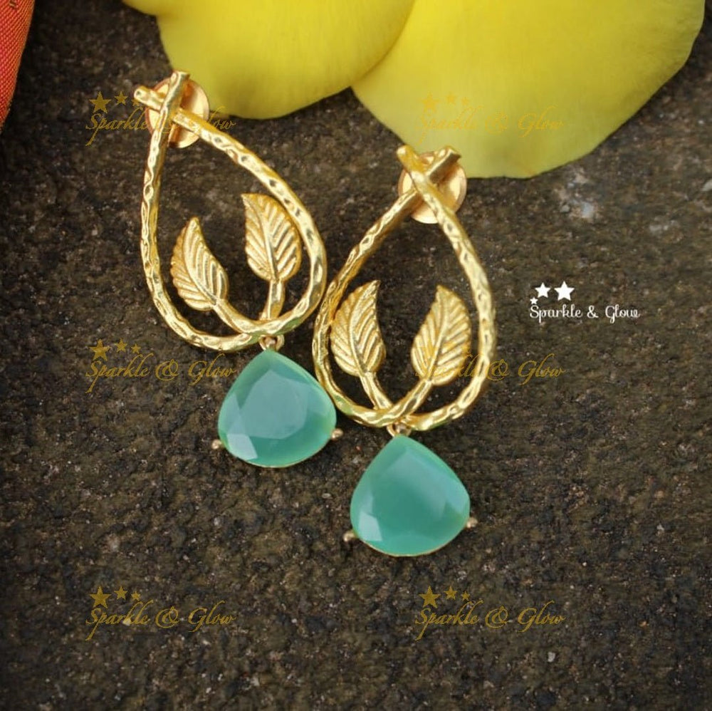 Statement Crystal party wear danglers - Sparkle and Glow - Pastel Green - 