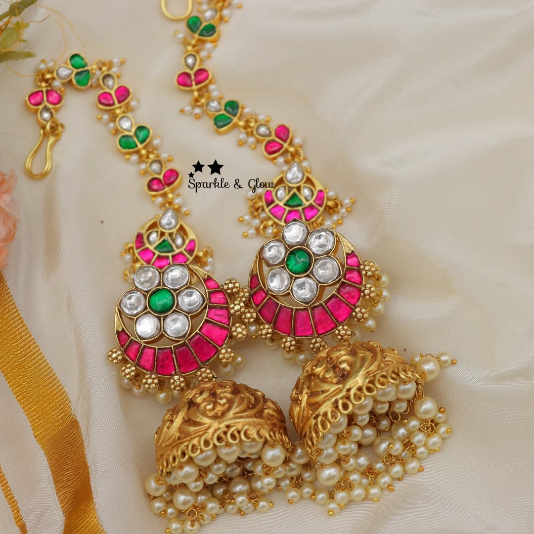 Exquisite Floral Jadau Kundan Earrings Combo - Sparkle & Glow
