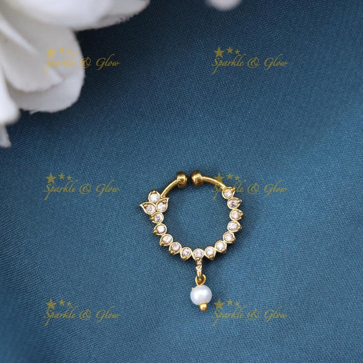 Gold Nose Ring with Pearl - Festive Jewelry Delight