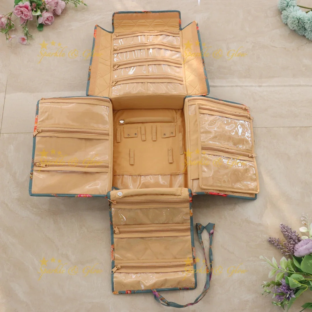 Elegant Floral Jewellery Organiser Box for Travel