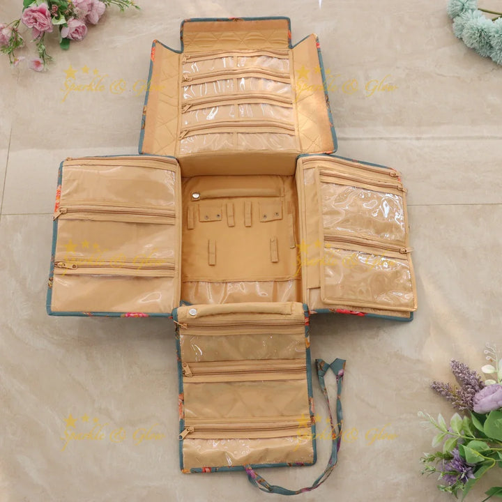 Elegant Floral Jewellery Organiser Box for Travel