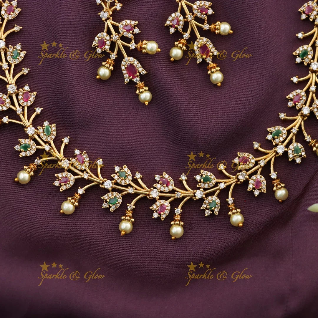 Ruby Flower AD Short Necklace - Pink