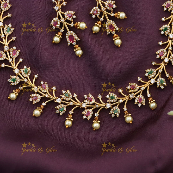 Ruby Flower AD Short Necklace - Pink
