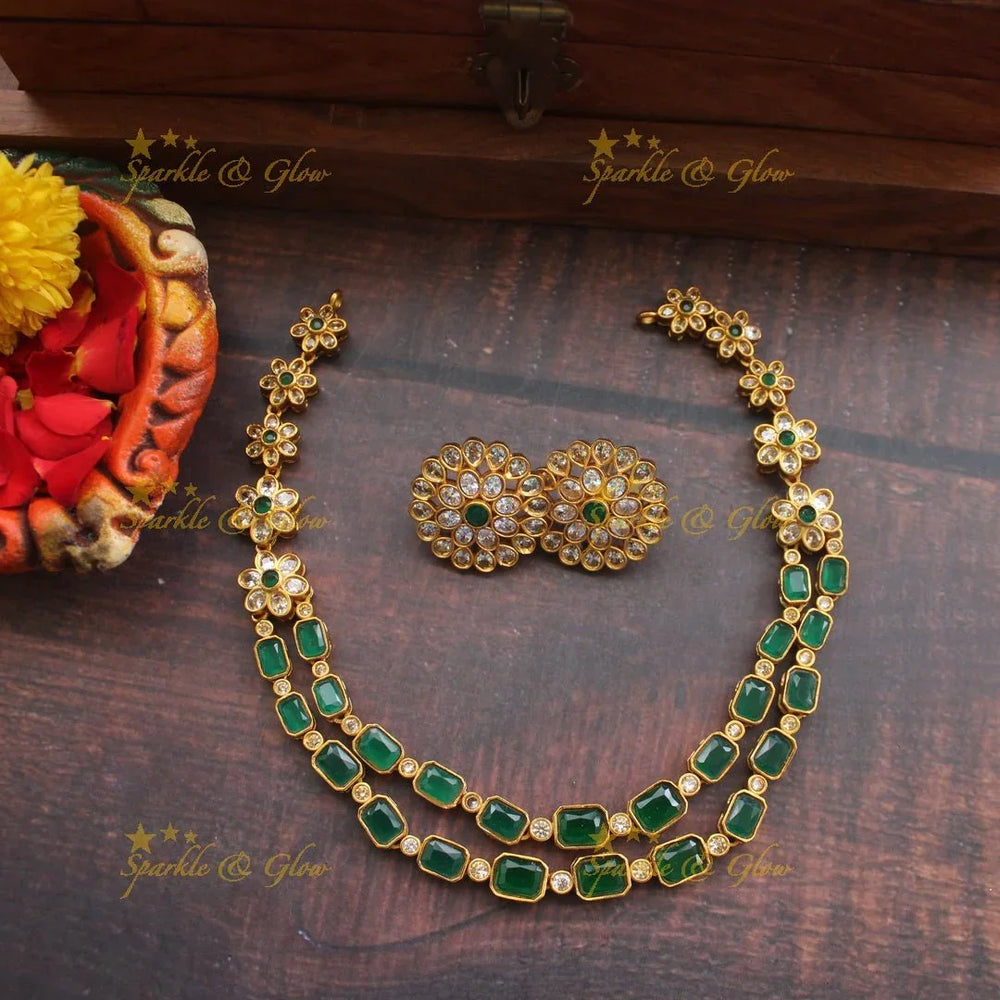 Premium Matte stone layer necklace - Blue - Sparkle and Glow
