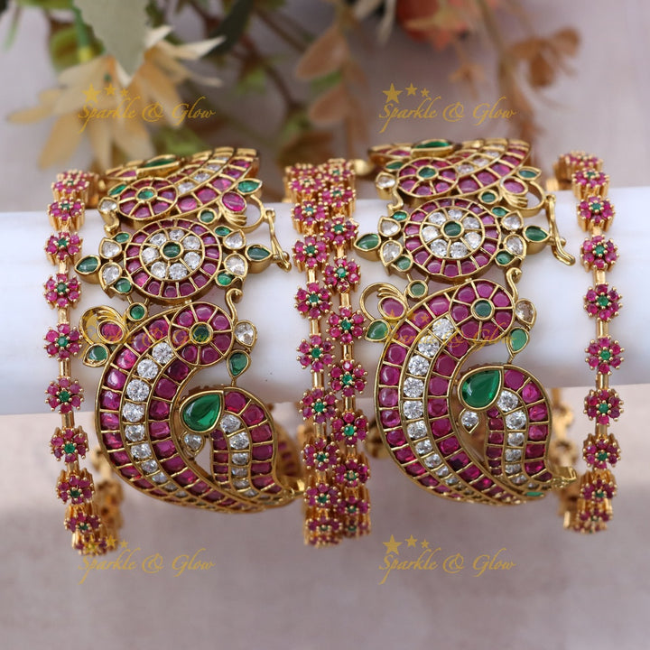 Majestic Kemp Peacock Bridal Bangles – Premium Set
