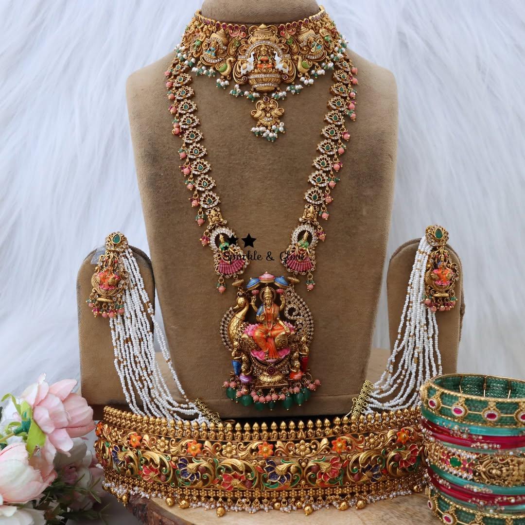 Elegant Idol Lakshmi Temple Bridal Jewelry Set
