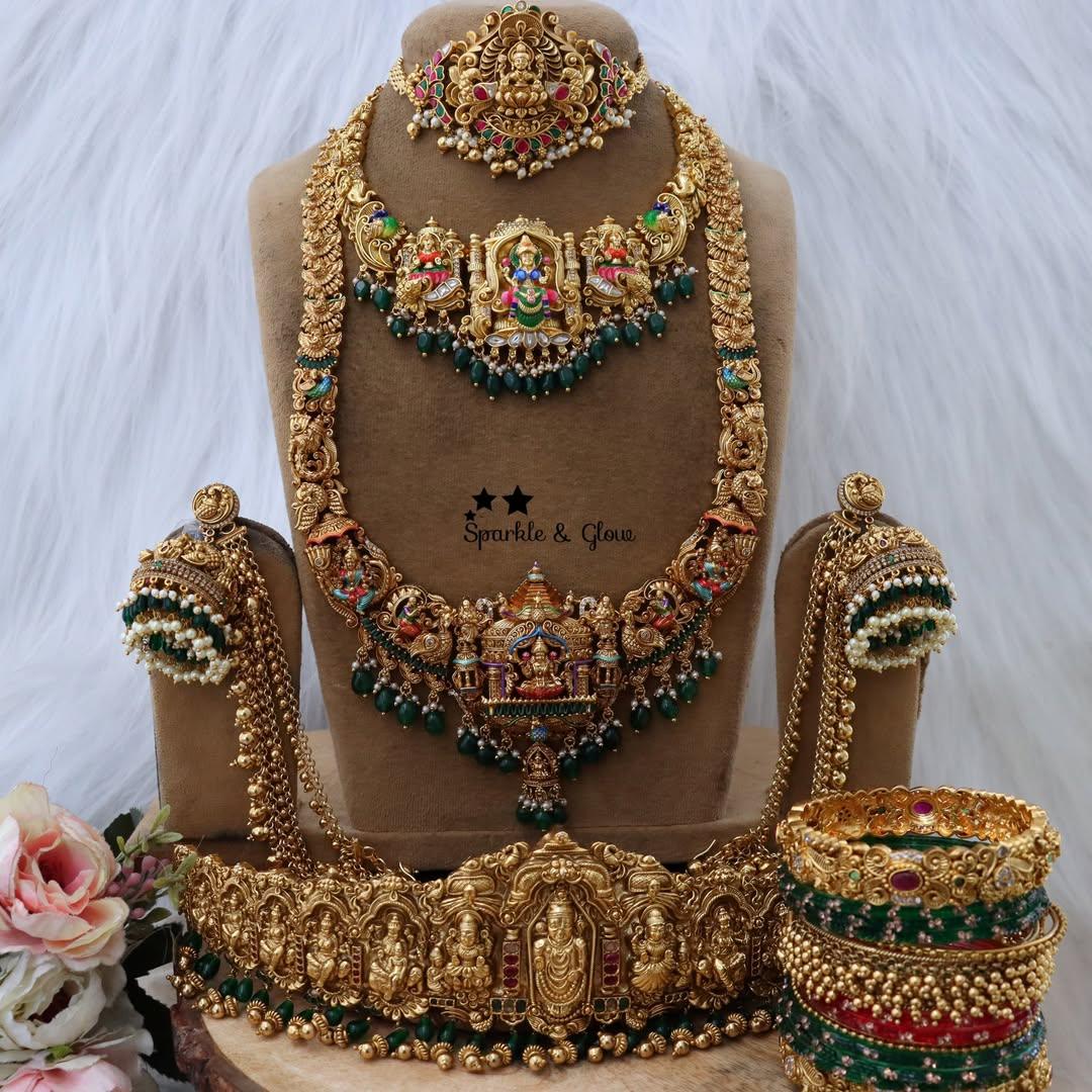 Exquisite Grand Lakshmi Temple Bridal Jewellery Set
