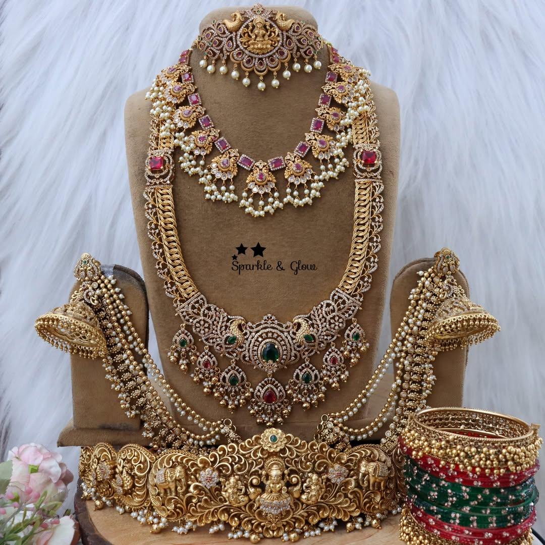 Exquisite CZ Peacock Set for Bridal Elegance