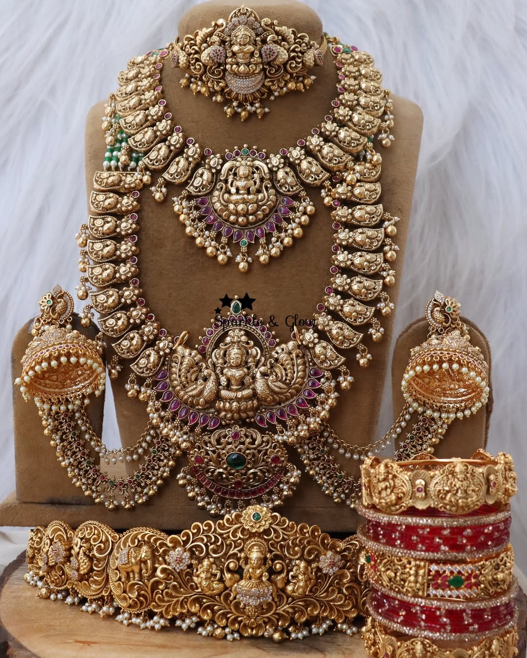 Exquisite Royal Lakshmi Mango Kemp Necklace Set