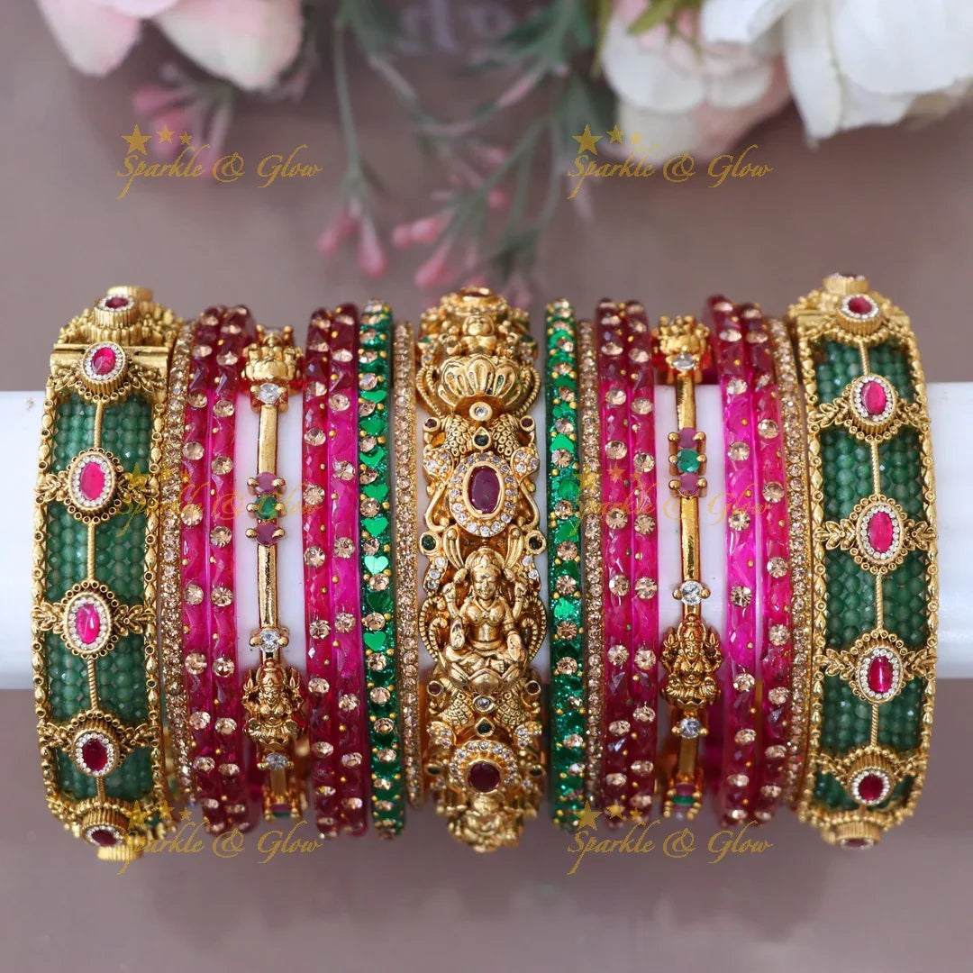Luxurious Lakshmi Kundan Floral Bridal Bangle Set