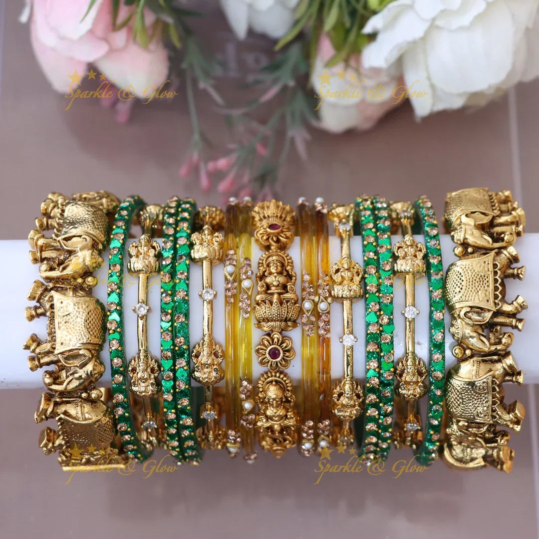 Exquisite Lakshmi Elephant Bridal Bangles