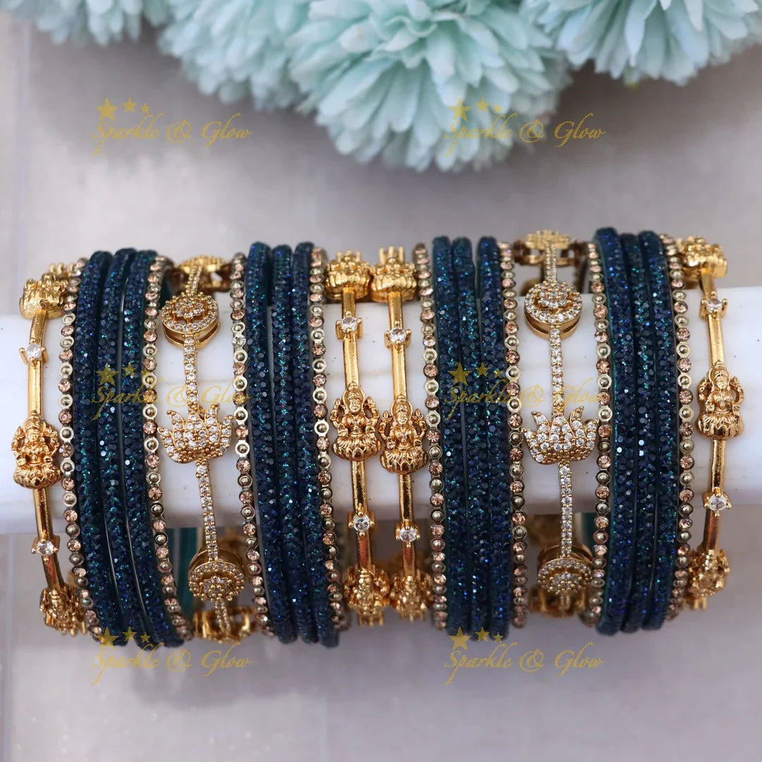 Exquisite Lakshmi Lotus Floral Bridal Bangles - Latest Collection