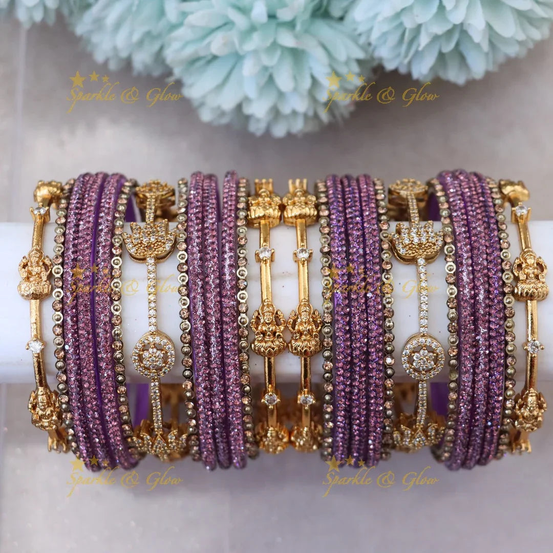 Exquisite Lakshmi Lotus Floral Bridal Bangles - Latest Collection
