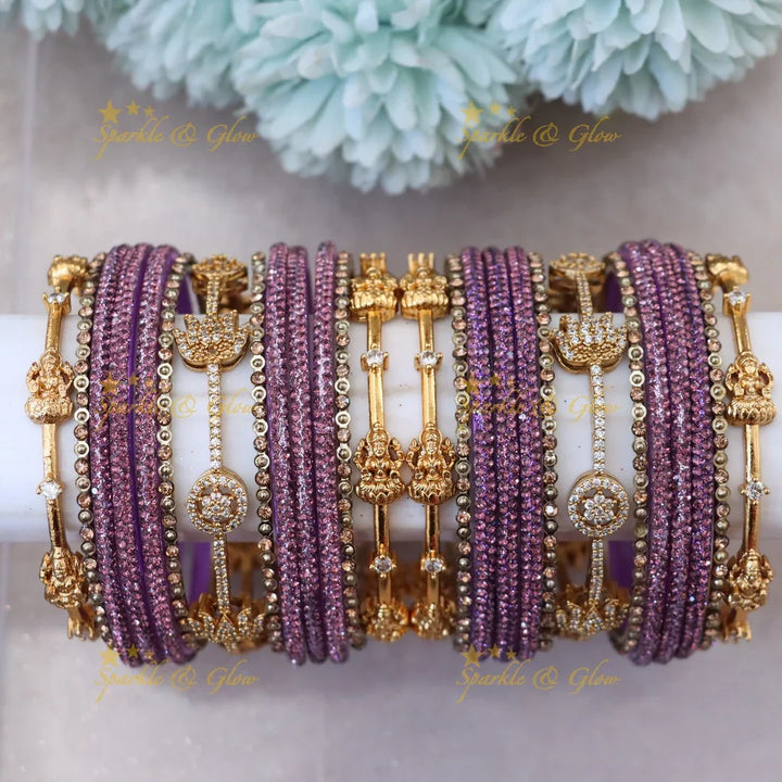 Exquisite Lakshmi Lotus Floral Bridal Bangles - Latest Collection