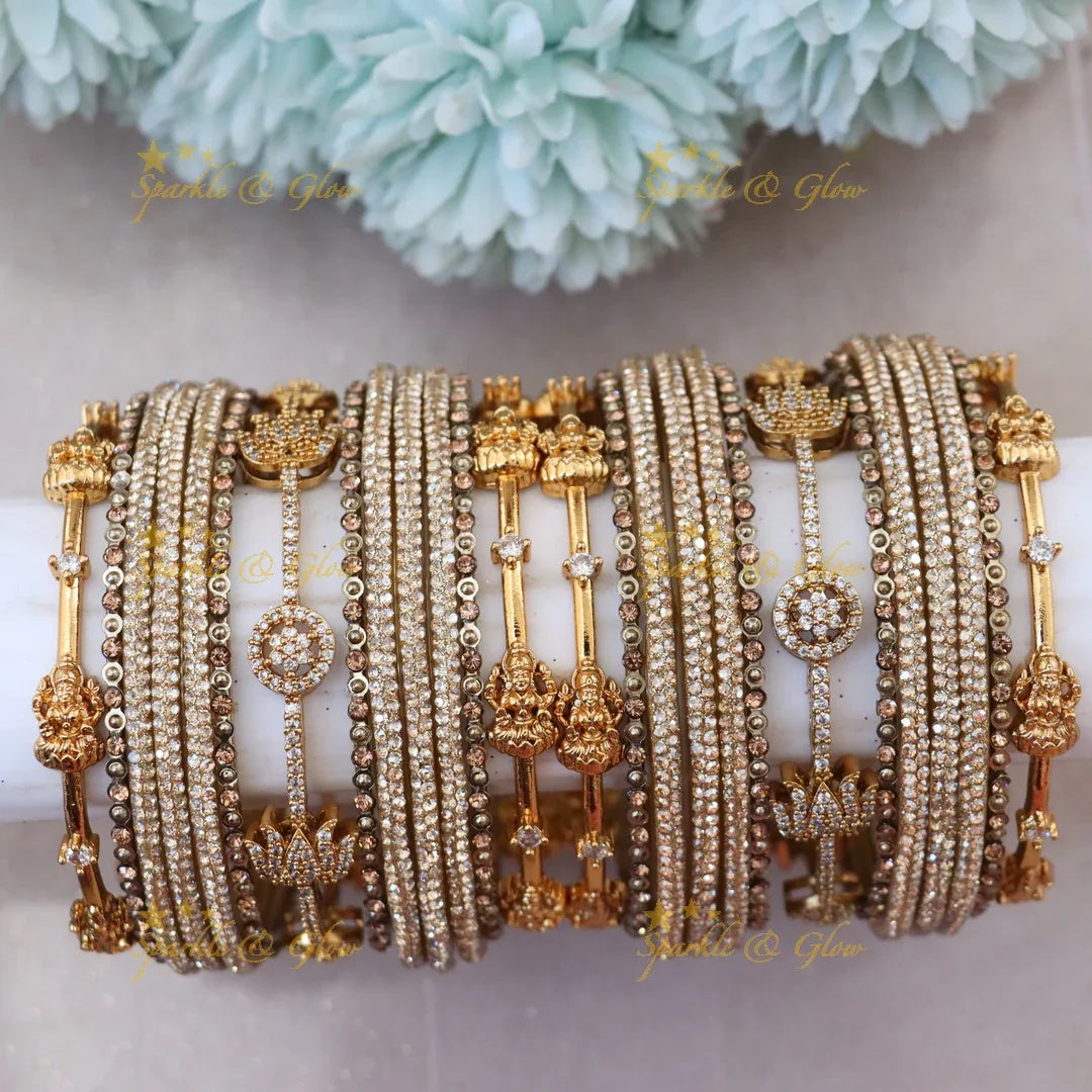 Exquisite Lakshmi Lotus Floral Bridal Bangles - Latest Collection