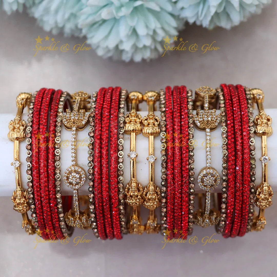 Exquisite Lakshmi Lotus Floral Bridal Bangles - Latest Collection