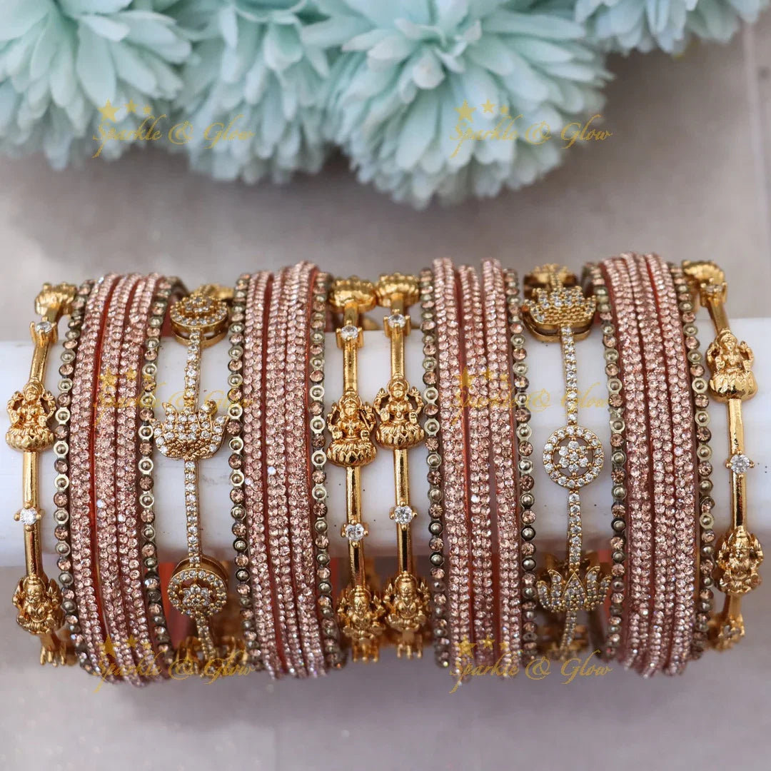 Exquisite Lakshmi Lotus Floral Bridal Bangles - Latest Collection