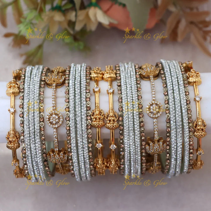 Exquisite Lakshmi Lotus Floral Bridal Bangles - Latest Collection