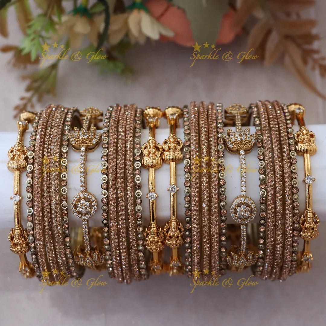 Exquisite Lakshmi Lotus Floral Bridal Bangles - Latest Collection