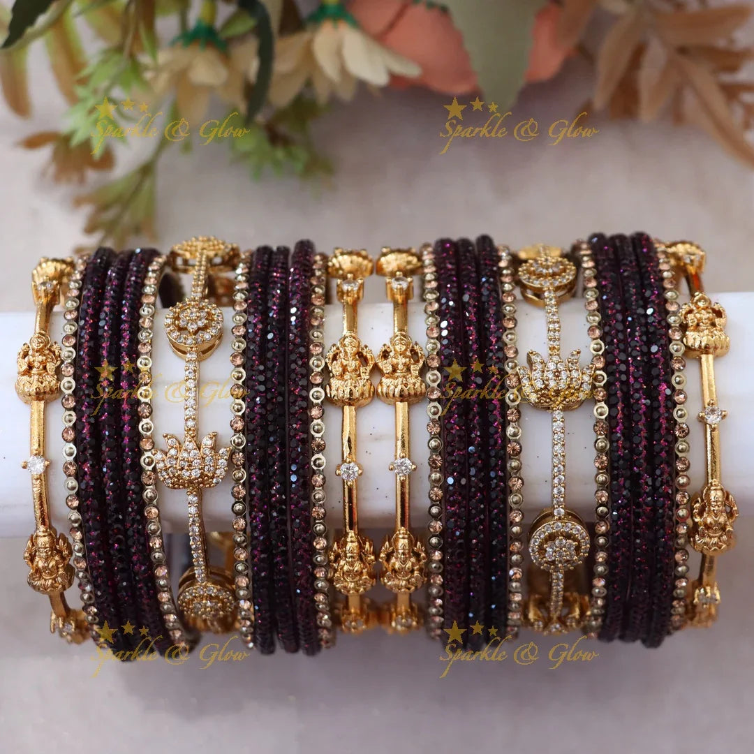 Exquisite Lakshmi Lotus Floral Bridal Bangles - Latest Collection