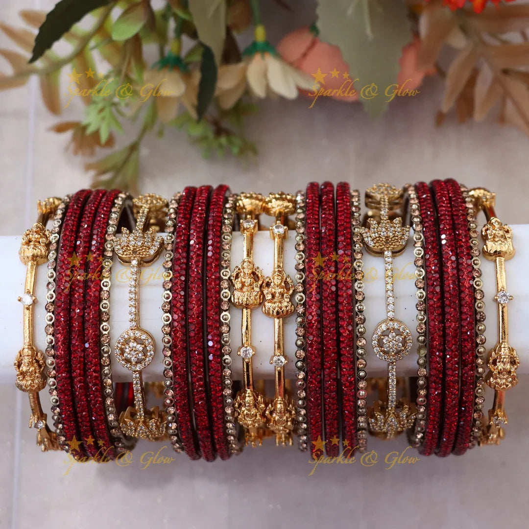 Exquisite Lakshmi Lotus Floral Bridal Bangles - Latest Collection