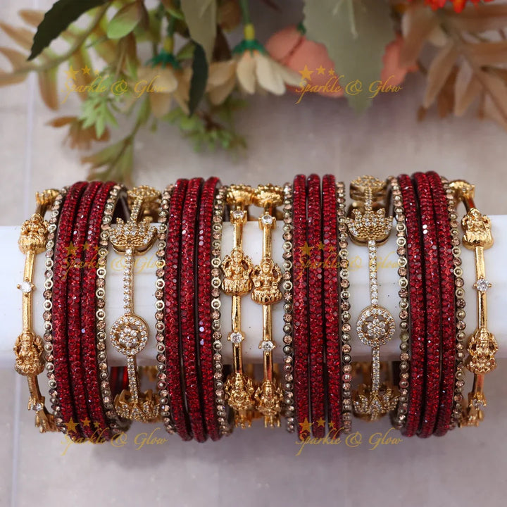 Exquisite Lakshmi Lotus Floral Bridal Bangles - Latest Collection