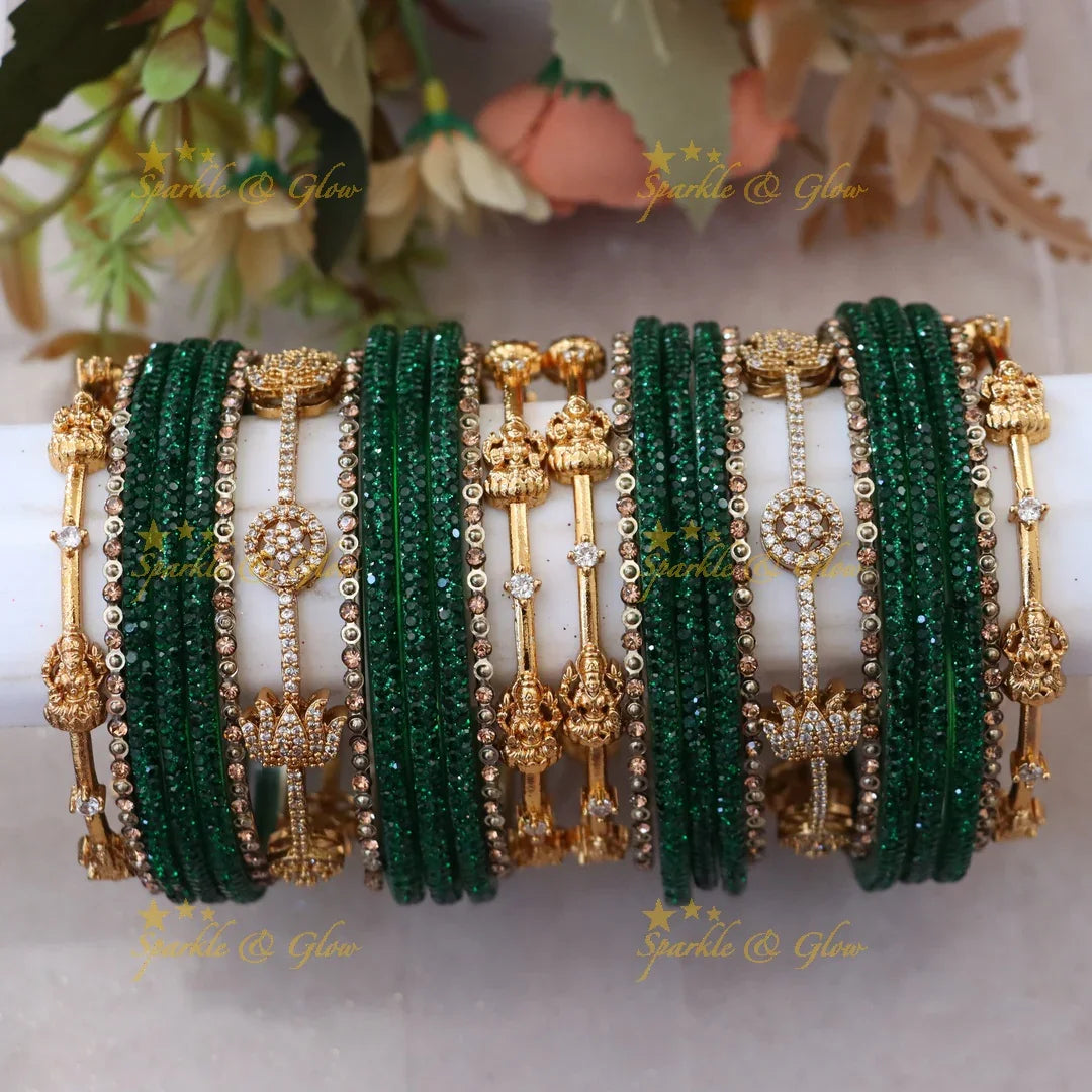 Exquisite Lakshmi Lotus Floral Bridal Bangles - Latest Collection