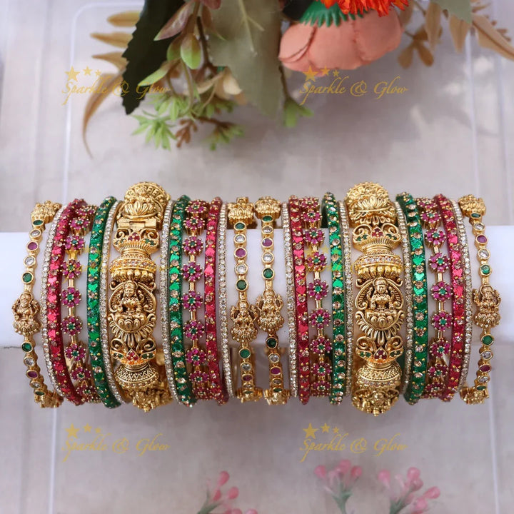 Exquisite Floral Lakshmi Bangle Set for Brides