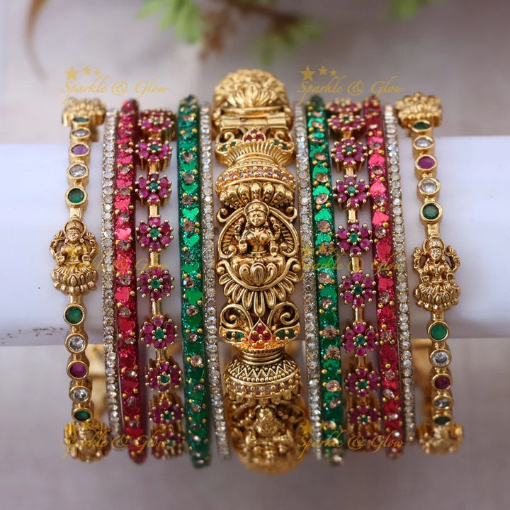 Exquisite Floral Lakshmi Bangle Set for Brides