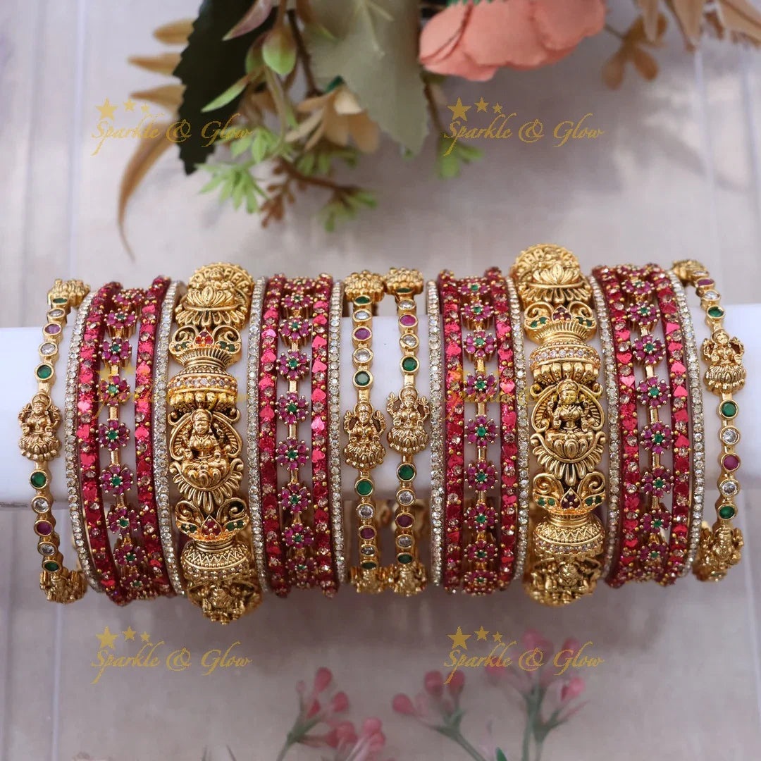 Exquisite Floral Lakshmi Bangle Set for Brides