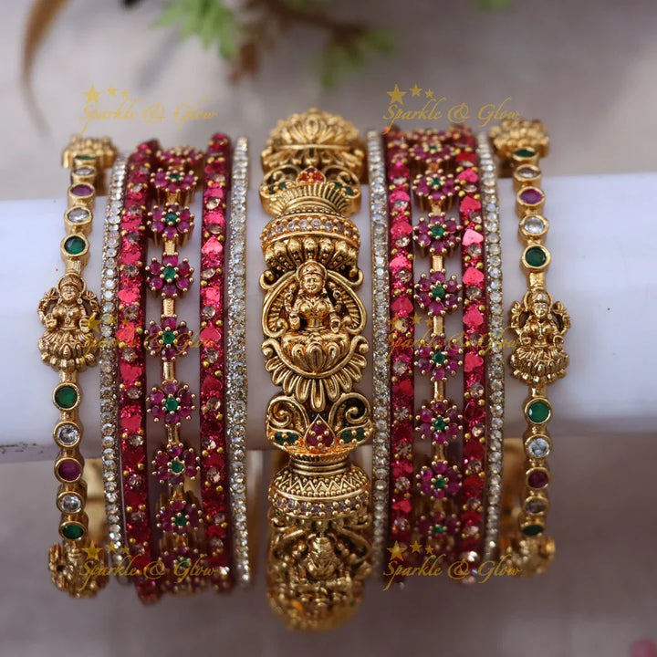 Exquisite Floral Lakshmi Bangle Set for Brides