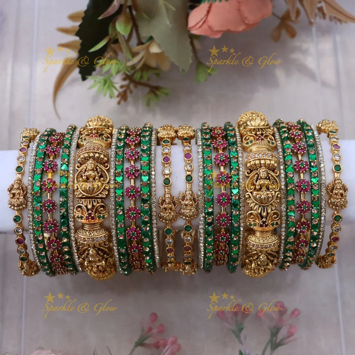Exquisite Floral Lakshmi Bangle Set for Brides