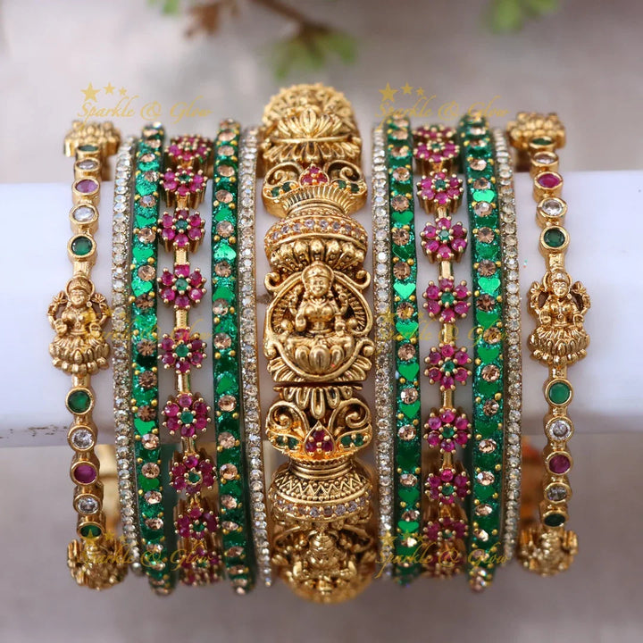 Exquisite Floral Lakshmi Bangle Set for Brides