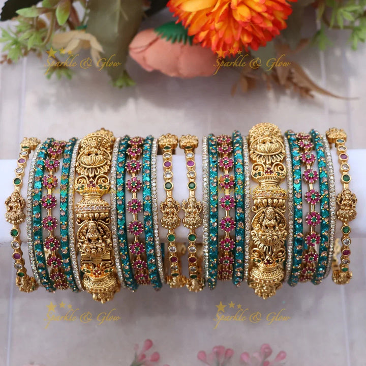 Exquisite Floral Lakshmi Bangle Set for Brides