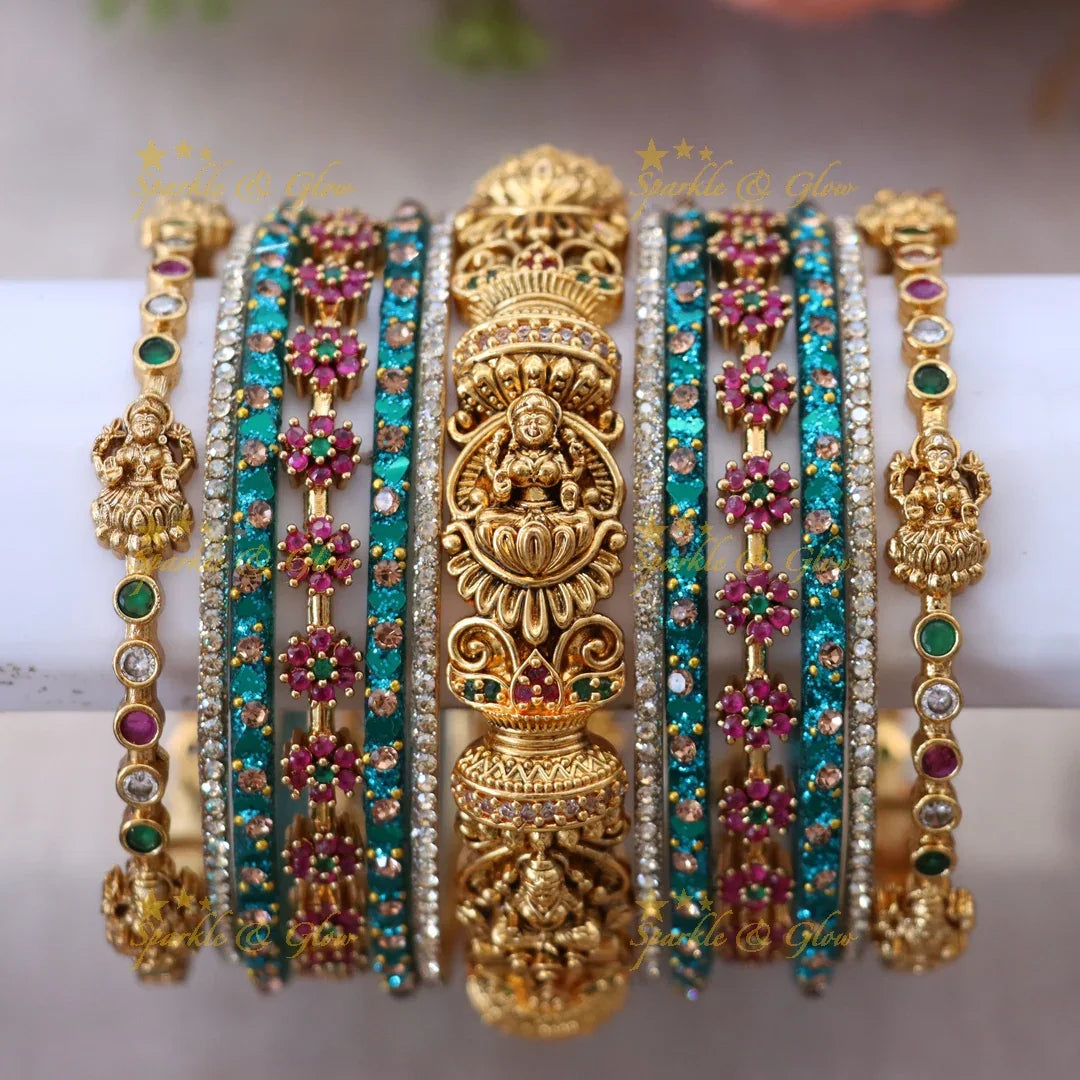 Exquisite Floral Lakshmi Bangle Set for Brides